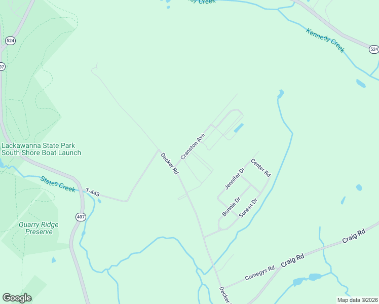 map of restaurants, bars, coffee shops, grocery stores, and more near Cranston Avenue in Lackawanna County