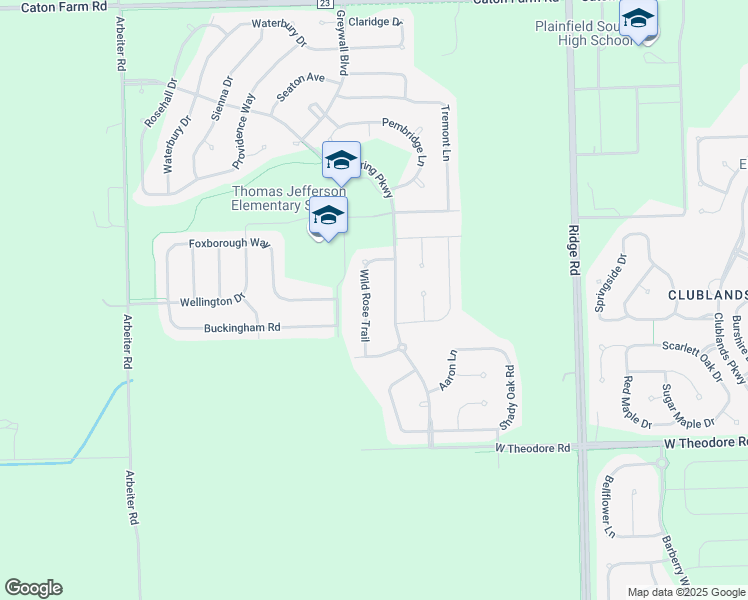 map of restaurants, bars, coffee shops, grocery stores, and more near 1812 Wild Rose Trail in Joliet