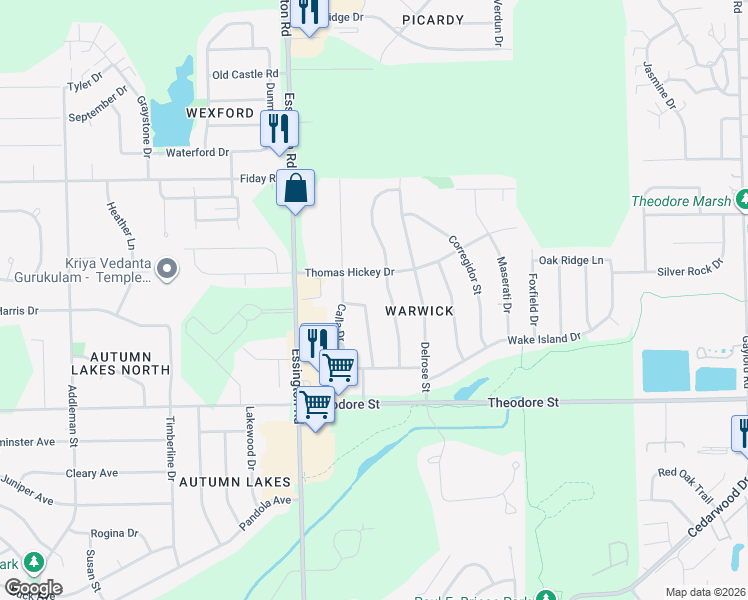 map of restaurants, bars, coffee shops, grocery stores, and more near 1710 Bunker Hill Drive in Joliet