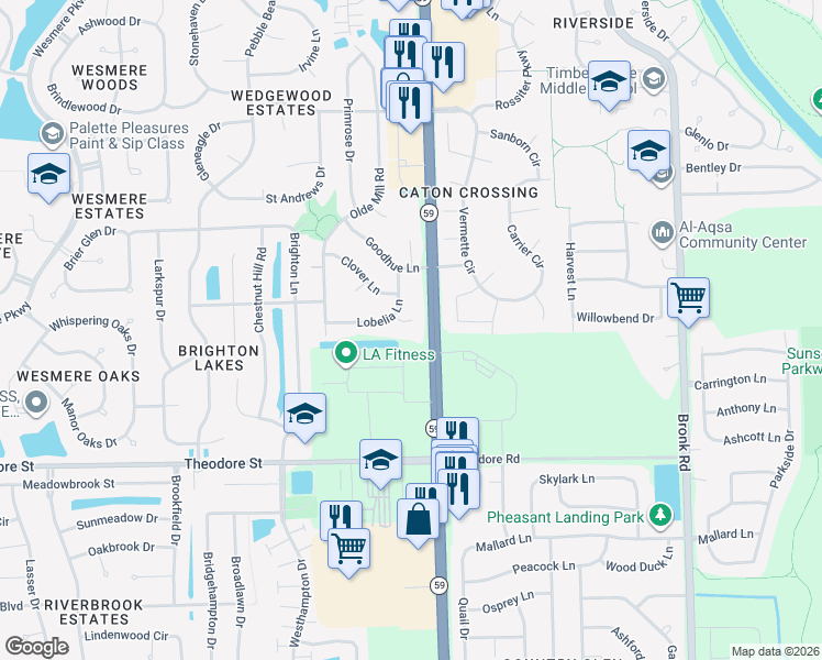 map of restaurants, bars, coffee shops, grocery stores, and more near 4804 Lobelia Court in Plainfield