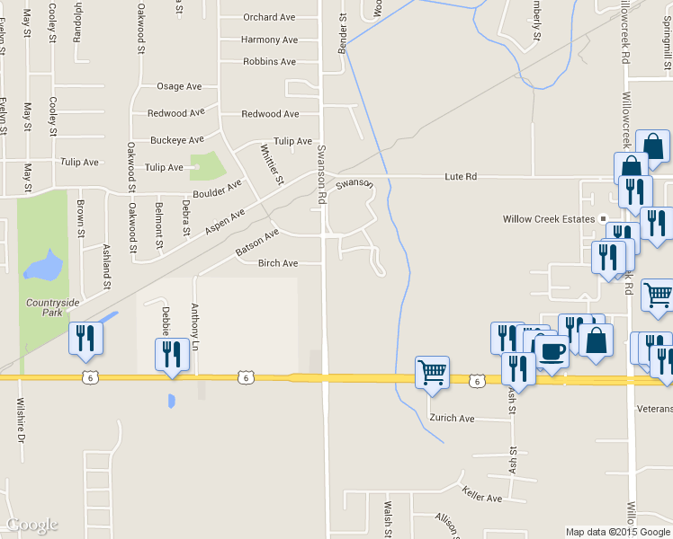 map of restaurants, bars, coffee shops, grocery stores, and more near 3401 Swanson Road in Portage