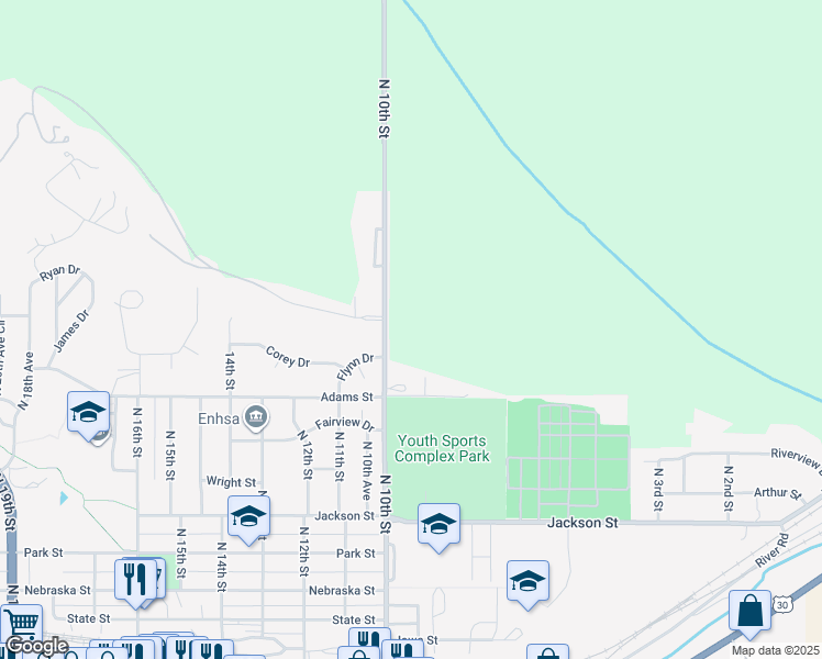 map of restaurants, bars, coffee shops, grocery stores, and more near 1017 Joann Drive in Blair