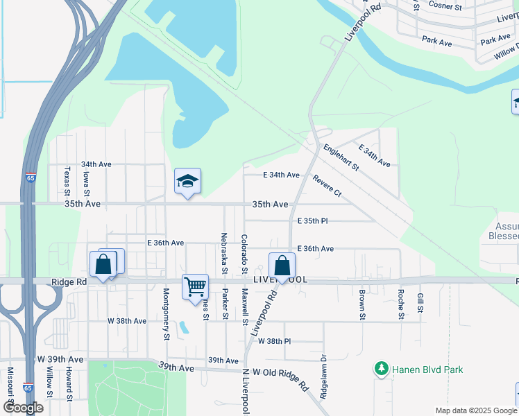 map of restaurants, bars, coffee shops, grocery stores, and more near 3231 East 35th Avenue in Gary