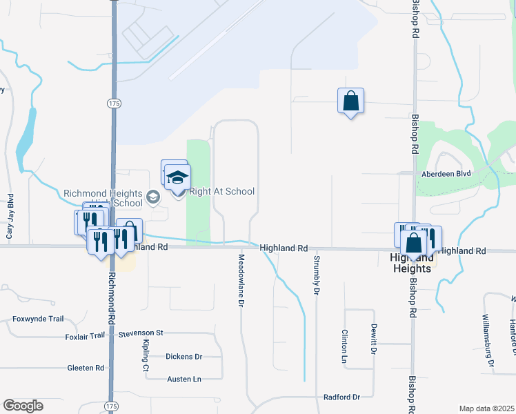 map of restaurants, bars, coffee shops, grocery stores, and more near 444 Richmond Park East in Richmond Heights