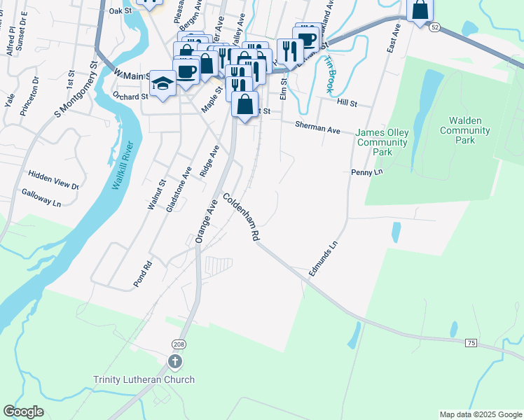 map of restaurants, bars, coffee shops, grocery stores, and more near 42 Coldenham Road in Walden
