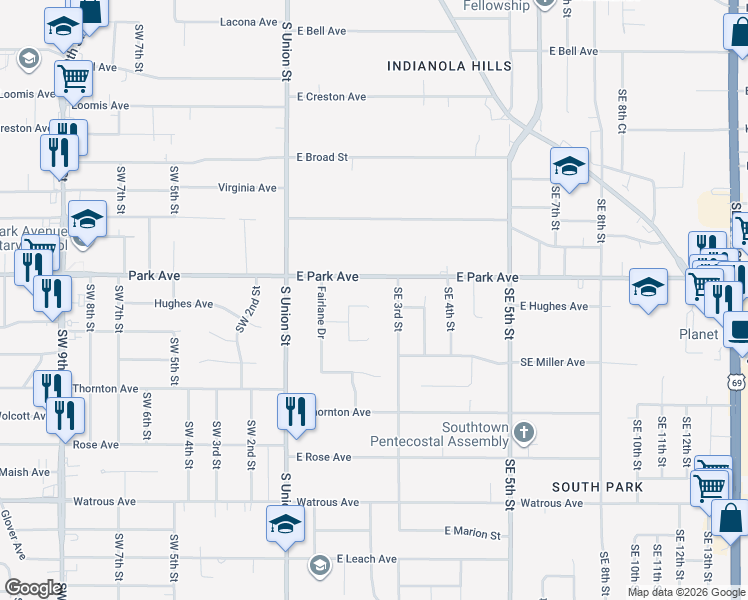 map of restaurants, bars, coffee shops, grocery stores, and more near 218 East Hughes Circle in Des Moines