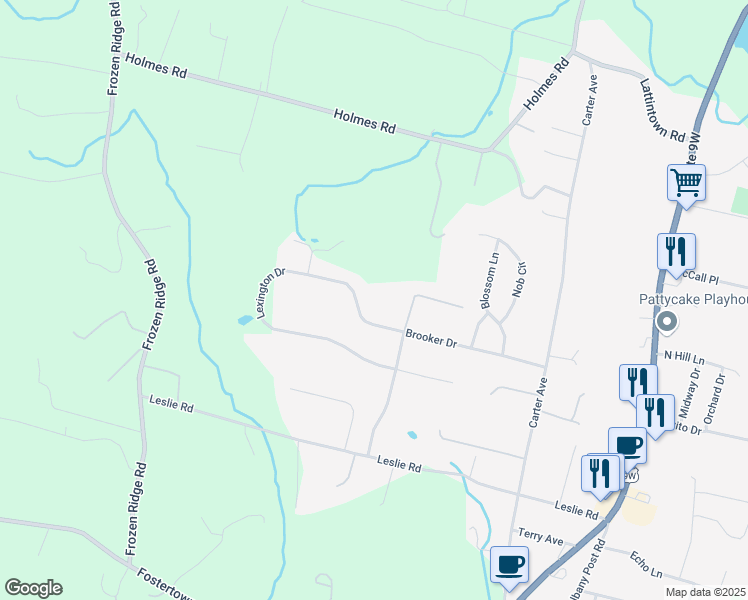 map of restaurants, bars, coffee shops, grocery stores, and more near 121 Lexington Drive in Newburgh