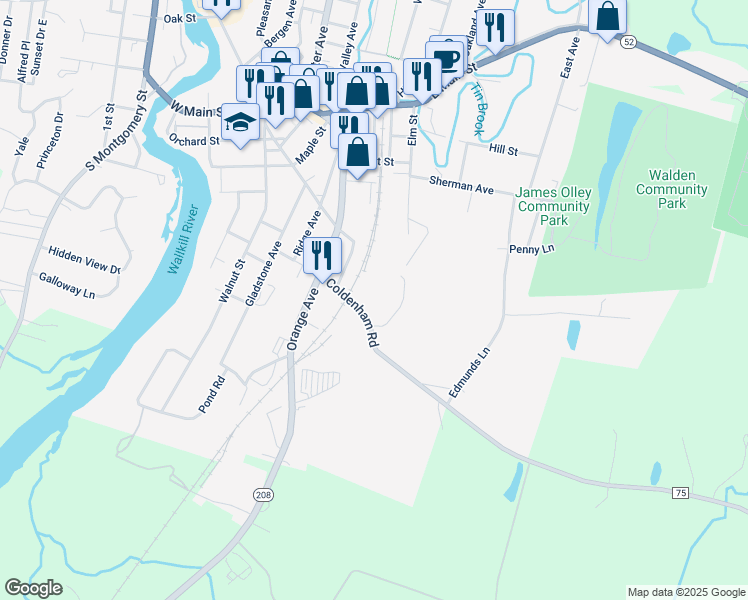 map of restaurants, bars, coffee shops, grocery stores, and more near 42 Coldenham Road in Walden