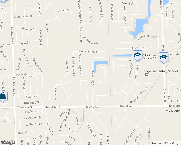 map of restaurants, bars, coffee shops, grocery stores, and more near 1809 Great Ridge Drive in Plainfield