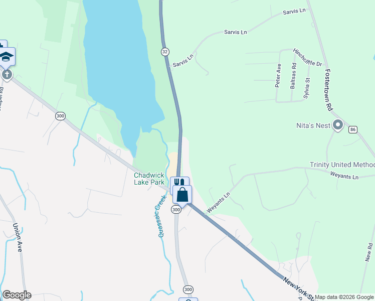 map of restaurants, bars, coffee shops, grocery stores, and more near 344 New York 32 in Newburgh