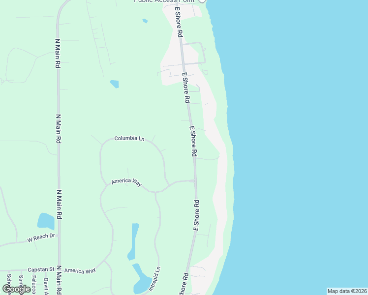map of restaurants, bars, coffee shops, grocery stores, and more near 765 East Shore Road in Jamestown