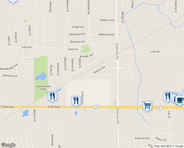 map of restaurants, bars, coffee shops, grocery stores, and more near Baston Avenue in Portage
