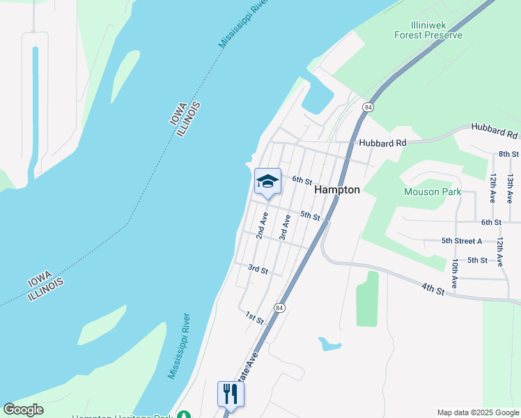 map of restaurants, bars, coffee shops, grocery stores, and more near 413 2nd Ave in Hampton