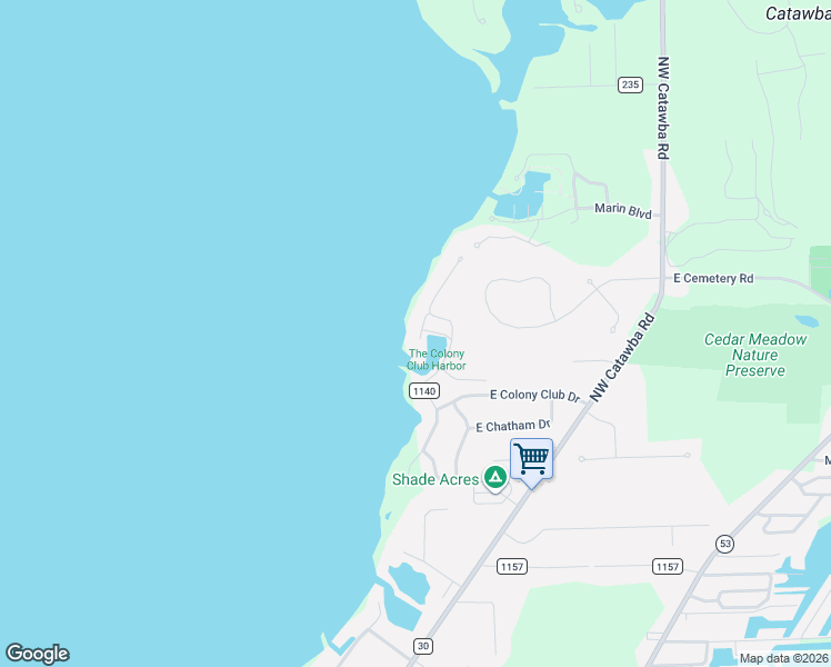 map of restaurants, bars, coffee shops, grocery stores, and more near 2208 North Carriage Lane in Port Clinton