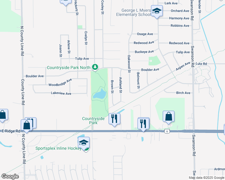 map of restaurants, bars, coffee shops, grocery stores, and more near 3343 Brown Street in Portage