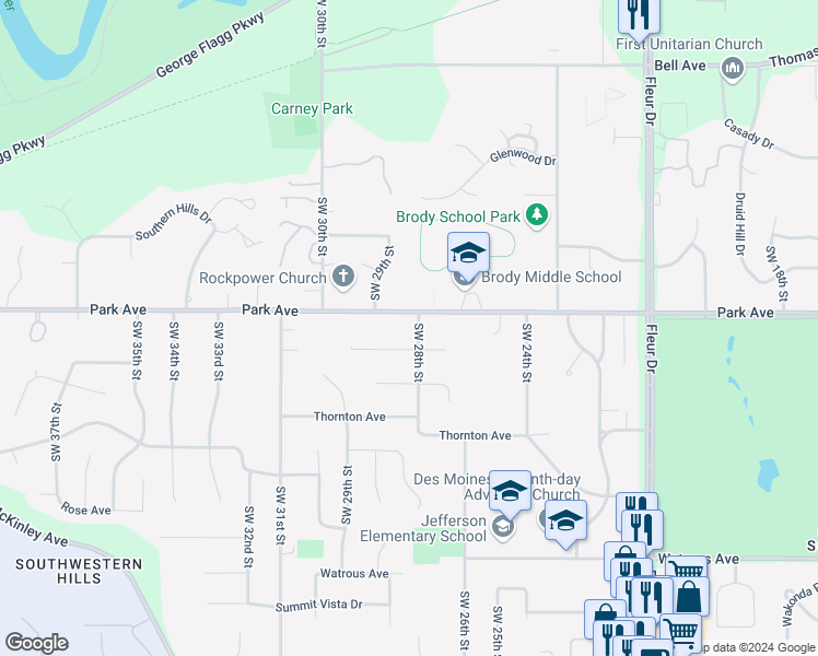 map of restaurants, bars, coffee shops, grocery stores, and more near 2715 Caulder Avenue in Des Moines