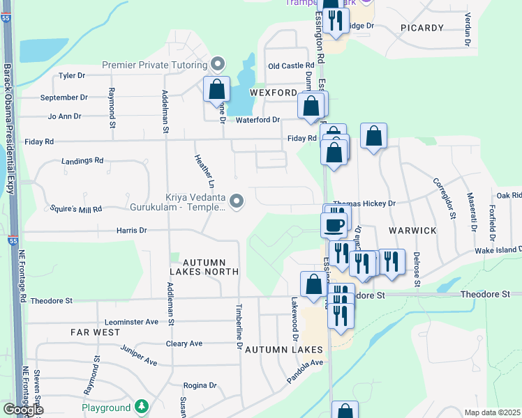 map of restaurants, bars, coffee shops, grocery stores, and more near 3344 Thomas Hickey Drive in Joliet