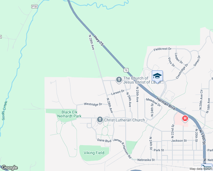 map of restaurants, bars, coffee shops, grocery stores, and more near 1136 North 28th Avenue in Blair
