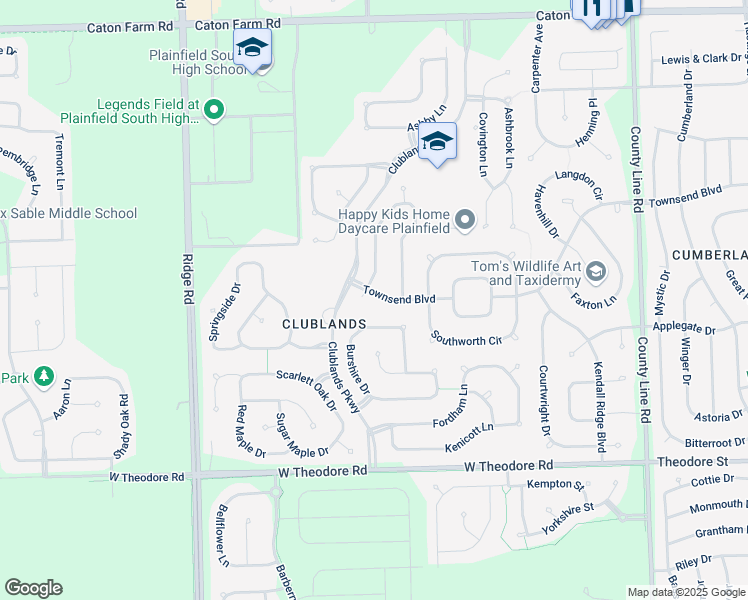 map of restaurants, bars, coffee shops, grocery stores, and more near 1907 Crosswind Drive in Plainfield