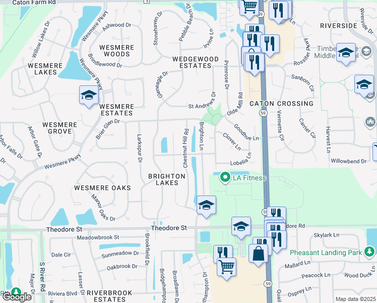map of restaurants, bars, coffee shops, grocery stores, and more near 1901 Brighton Lane in Plainfield