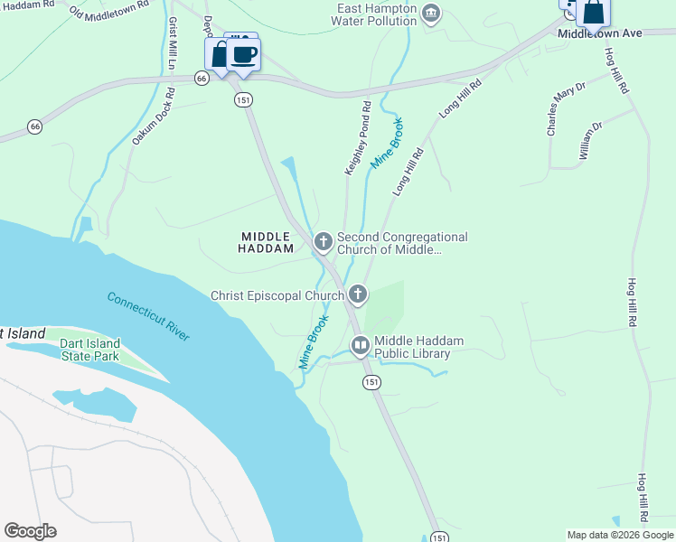 map of restaurants, bars, coffee shops, grocery stores, and more near 24 Keighley Pond Road in East Hampton