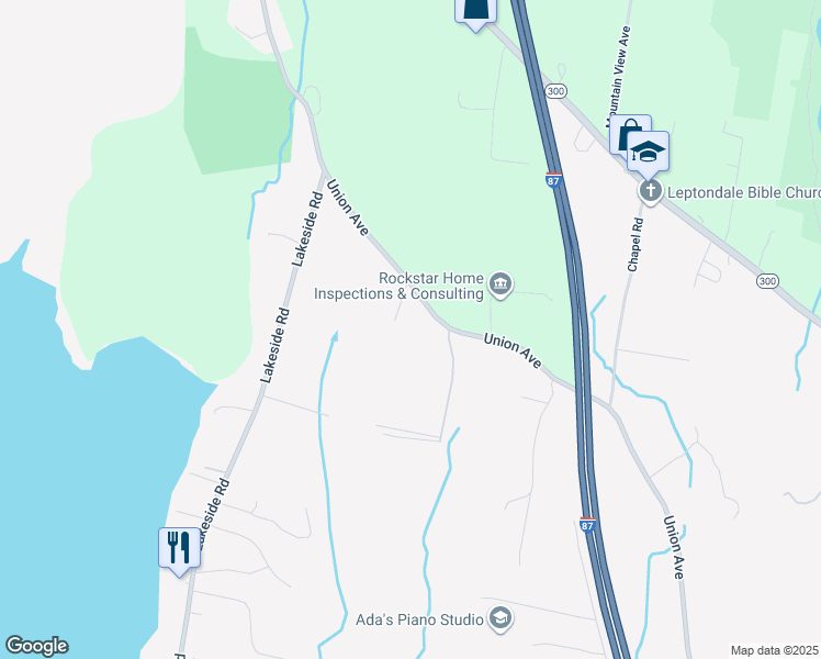 map of restaurants, bars, coffee shops, grocery stores, and more near 1337 Union Avenue in Newburgh