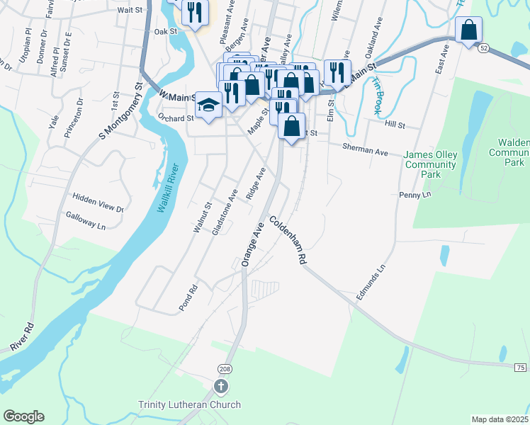 map of restaurants, bars, coffee shops, grocery stores, and more near Orange Avenue & Coldenham Road in Walden