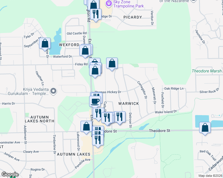 map of restaurants, bars, coffee shops, grocery stores, and more near 3101 Thomas Hickey Drive in Joliet