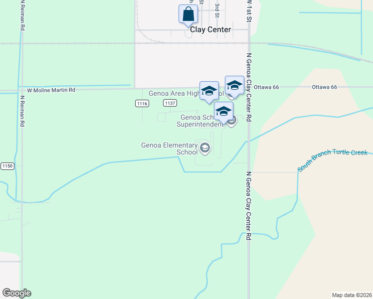 map of restaurants, bars, coffee shops, grocery stores, and more near 2950 North Genoa Clay Center Road in Genoa
