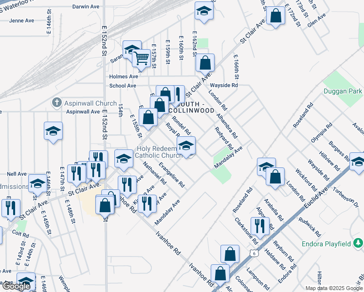 map of restaurants, bars, coffee shops, grocery stores, and more near 885 Ruple Road in Cleveland