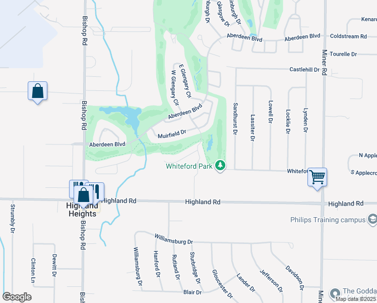 map of restaurants, bars, coffee shops, grocery stores, and more near 459 Dunbar Lane in Highland Heights