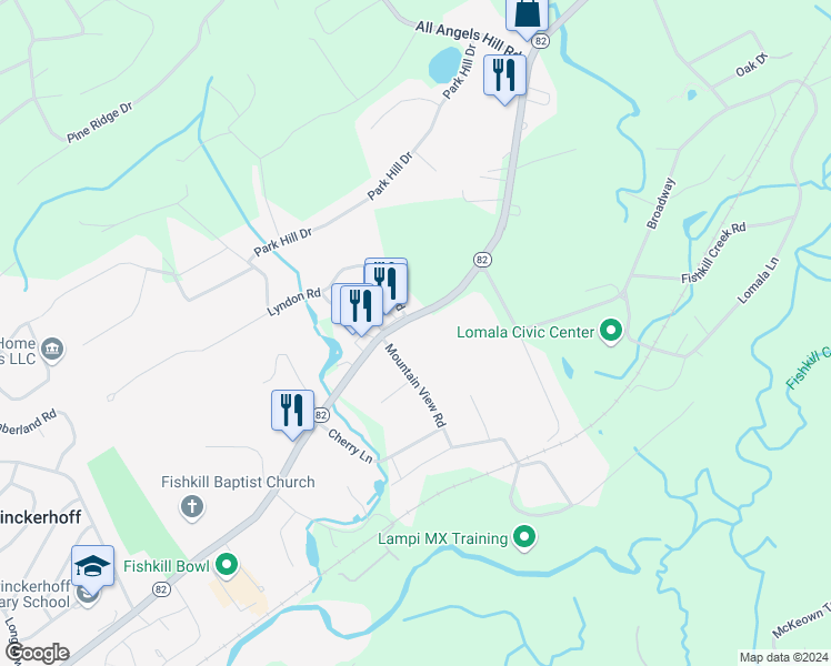 map of restaurants, bars, coffee shops, grocery stores, and more near 232 Highway 82 in Fishkill