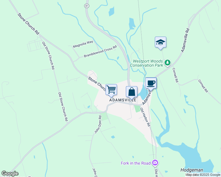 map of restaurants, bars, coffee shops, grocery stores, and more near 70 Stone Church Road in Little Compton