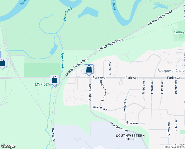 map of restaurants, bars, coffee shops, grocery stores, and more near 4205 Park Avenue in Des Moines