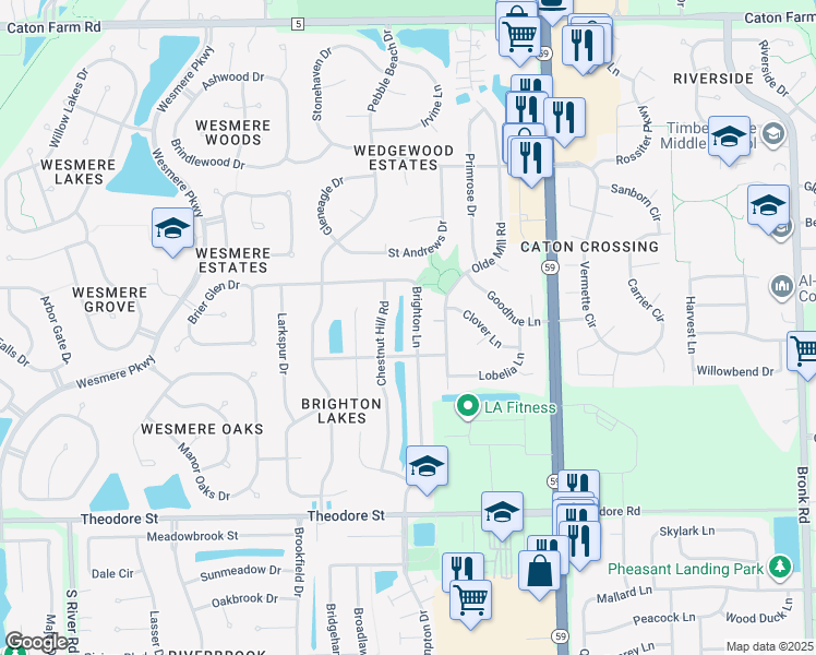 map of restaurants, bars, coffee shops, grocery stores, and more near 1901 Brighton Lane in Plainfield