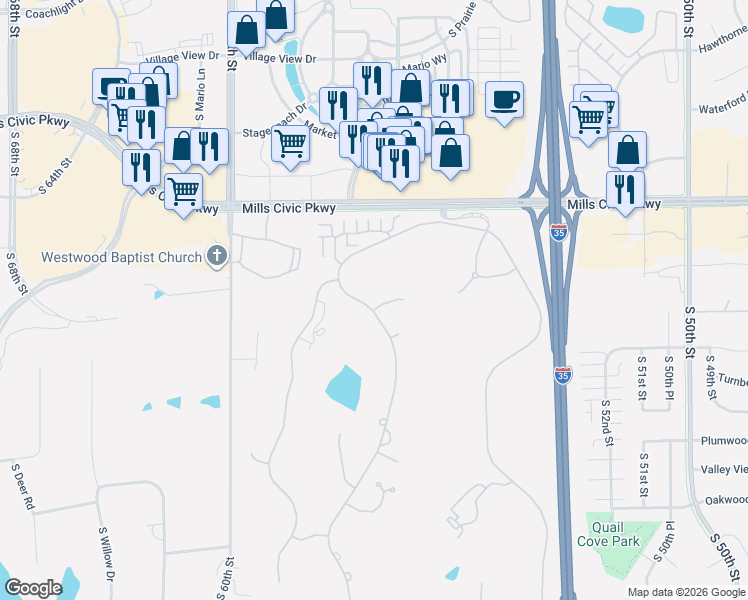map of restaurants, bars, coffee shops, grocery stores, and more near 5583 Beechwood Terrace in West Des Moines