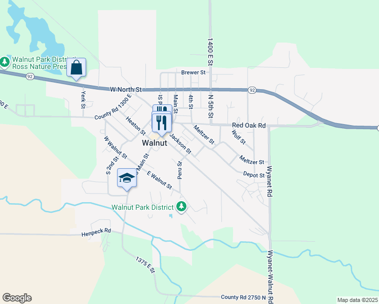 map of restaurants, bars, coffee shops, grocery stores, and more near 102 Peru St in Walnut