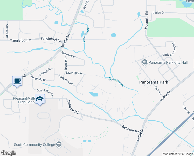 map of restaurants, bars, coffee shops, grocery stores, and more near 4861-4899 Silver Spur Road in Bettendorf