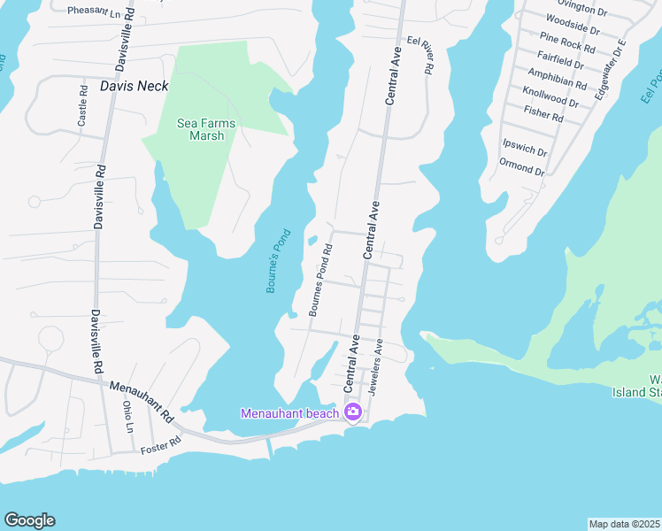 map of restaurants, bars, coffee shops, grocery stores, and more near 22 Bournes Pond Road in Falmouth