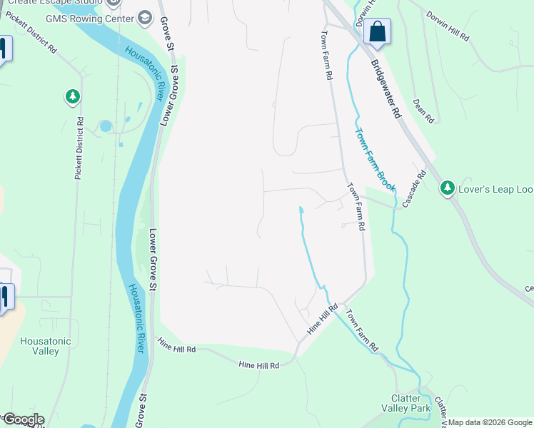 map of restaurants, bars, coffee shops, grocery stores, and more near 94 Old Farms Lane in New Milford