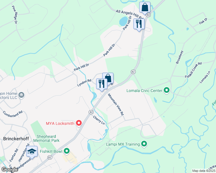 map of restaurants, bars, coffee shops, grocery stores, and more near 232 New York 82 in Fishkill