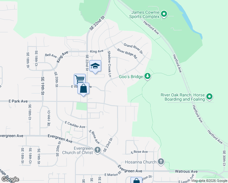 map of restaurants, bars, coffee shops, grocery stores, and more near 3022 Shadow Creek Lane in Des Moines
