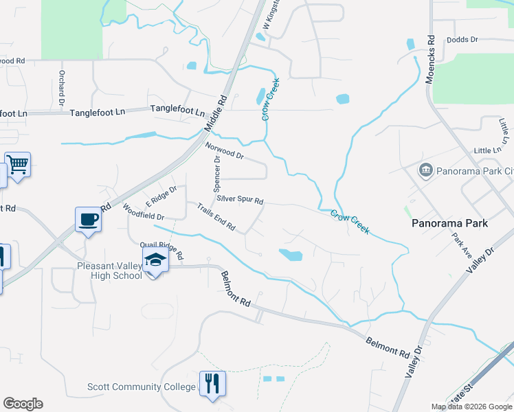 map of restaurants, bars, coffee shops, grocery stores, and more near 4860 Rambling Court in Bettendorf
