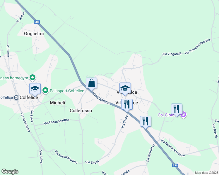 map of restaurants, bars, coffee shops, grocery stores, and more near 5 Via Bernardo Belli in Provincia di Frosinone