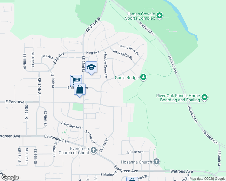 map of restaurants, bars, coffee shops, grocery stores, and more near 3022 Shadow Creek Lane in Des Moines