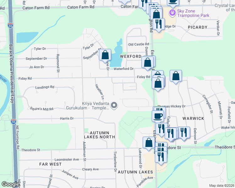 map of restaurants, bars, coffee shops, grocery stores, and more near 1957 Timberview Drive in Joliet