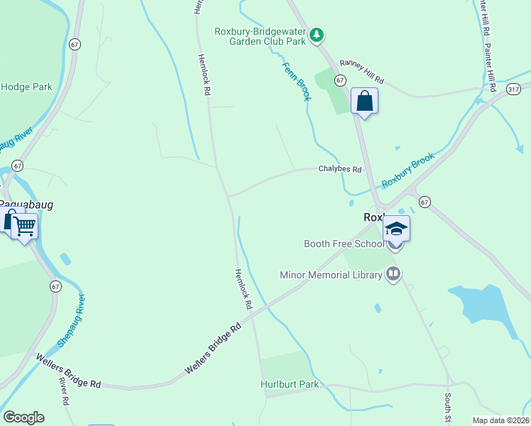map of restaurants, bars, coffee shops, grocery stores, and more near 41 Chalybes Road in Roxbury