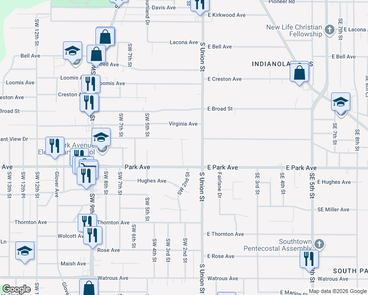 map of restaurants, bars, coffee shops, grocery stores, and more near 3132 Southwest 2nd Street in Des Moines