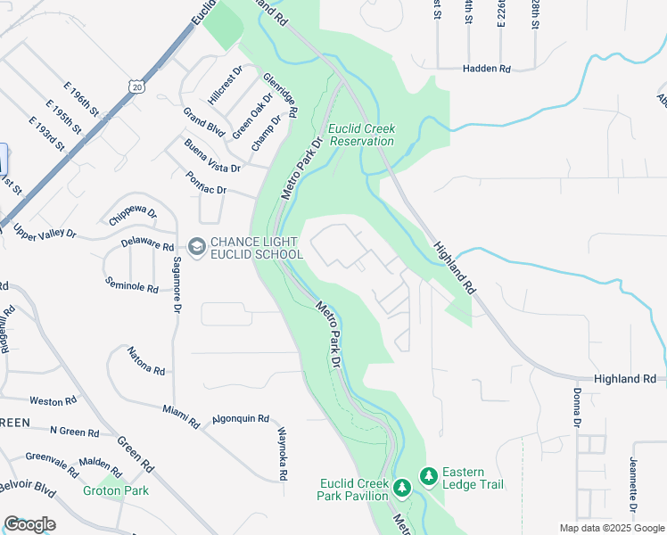 map of restaurants, bars, coffee shops, grocery stores, and more near 38 Trenton Square in Euclid