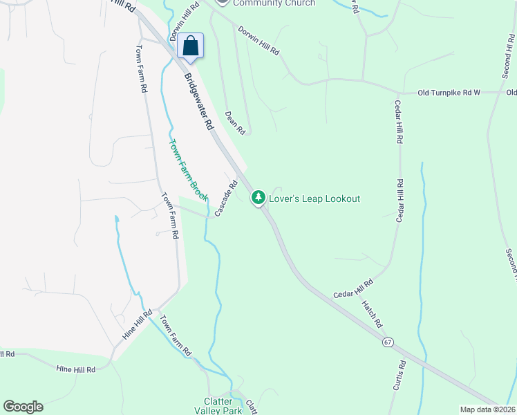 map of restaurants, bars, coffee shops, grocery stores, and more near 275-285 New Milford Road West in Bridgewater